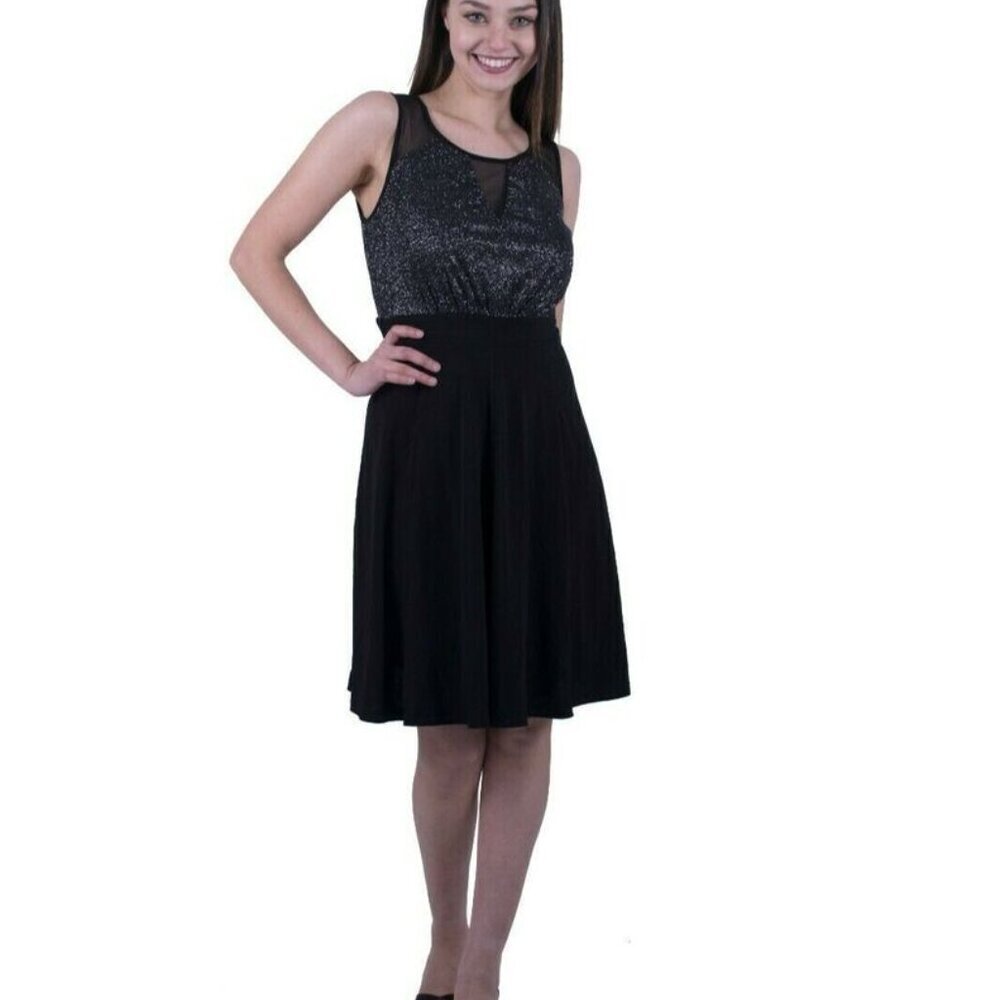 New Enfocus Studio Black Evening Dress with Glitter Effect P6212